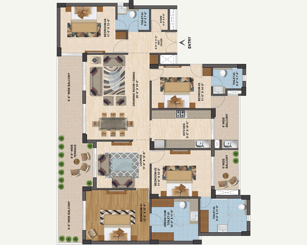 3BHK and 4 BHK luxury and super luxury apartments in Mohali Airport Road, by Tick Property Zirakpur and Mohali.